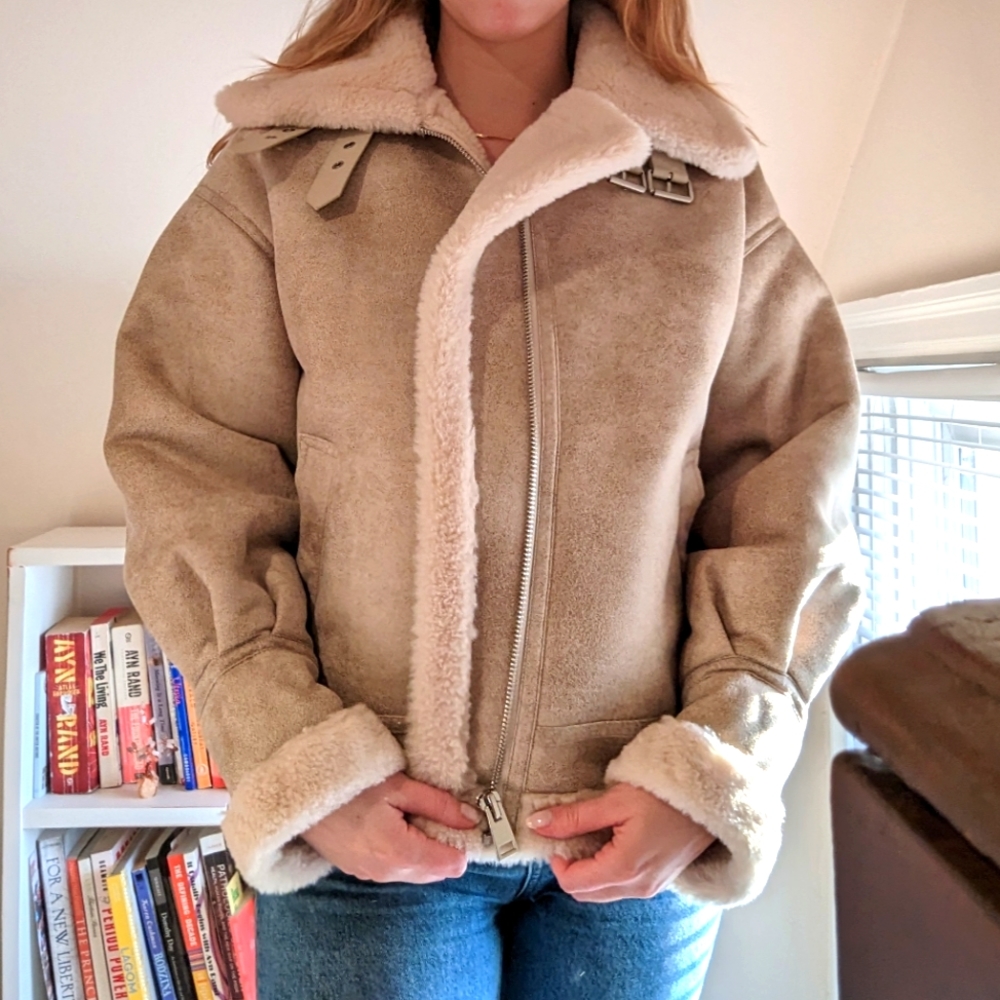 NWT mango shearling coat